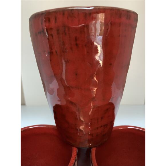 Noemi Ceramiche Tumblers Red Black Set of 4 Umbria Italy Rare Hand Crafted - Picture 3 of 4